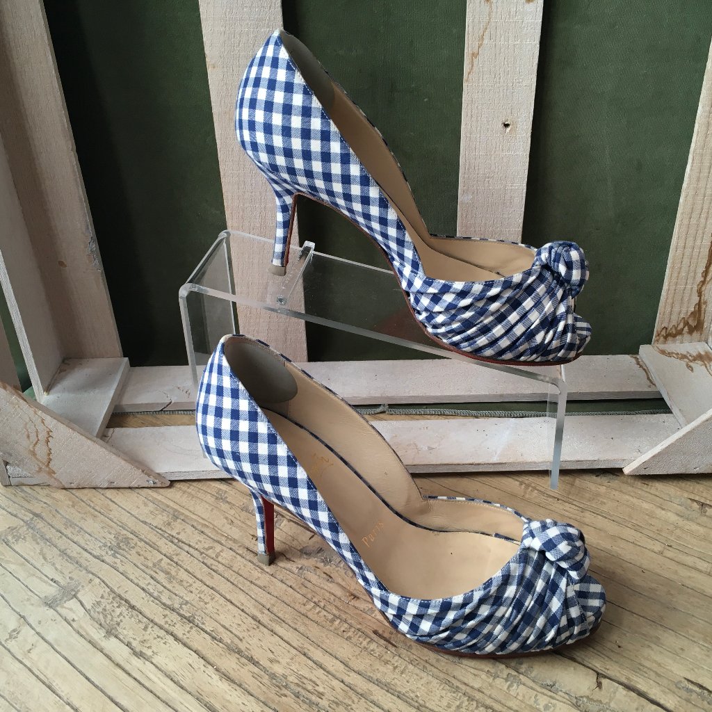 Christian Louboutin Blue And White Check Heels Size 36 1/2 (6 1/2)